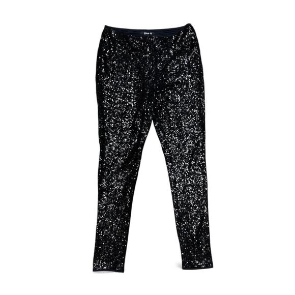 Blue B Women’s Black Sequin Pull-on Legging Pant Large - Picture 2 of 6
